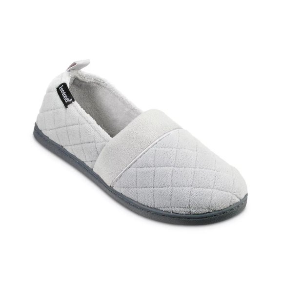 ISOTONER SIGNATURE Quilted Memory Foam Microterry Slip On Slippers - Grey - NEW - Picture 2 of 6